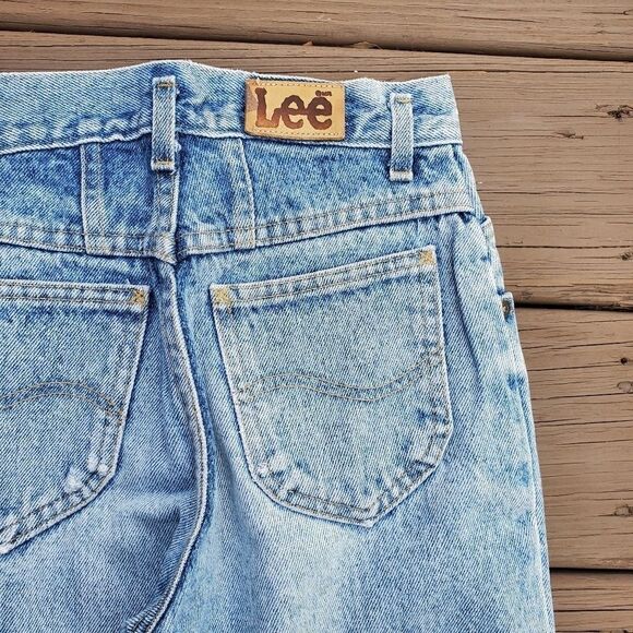 Vintage Lee High Rise Mom Tapered Leg Relaxed Fit Stone Acid Wash Denim Jeans 25 - Picture 3 of 8